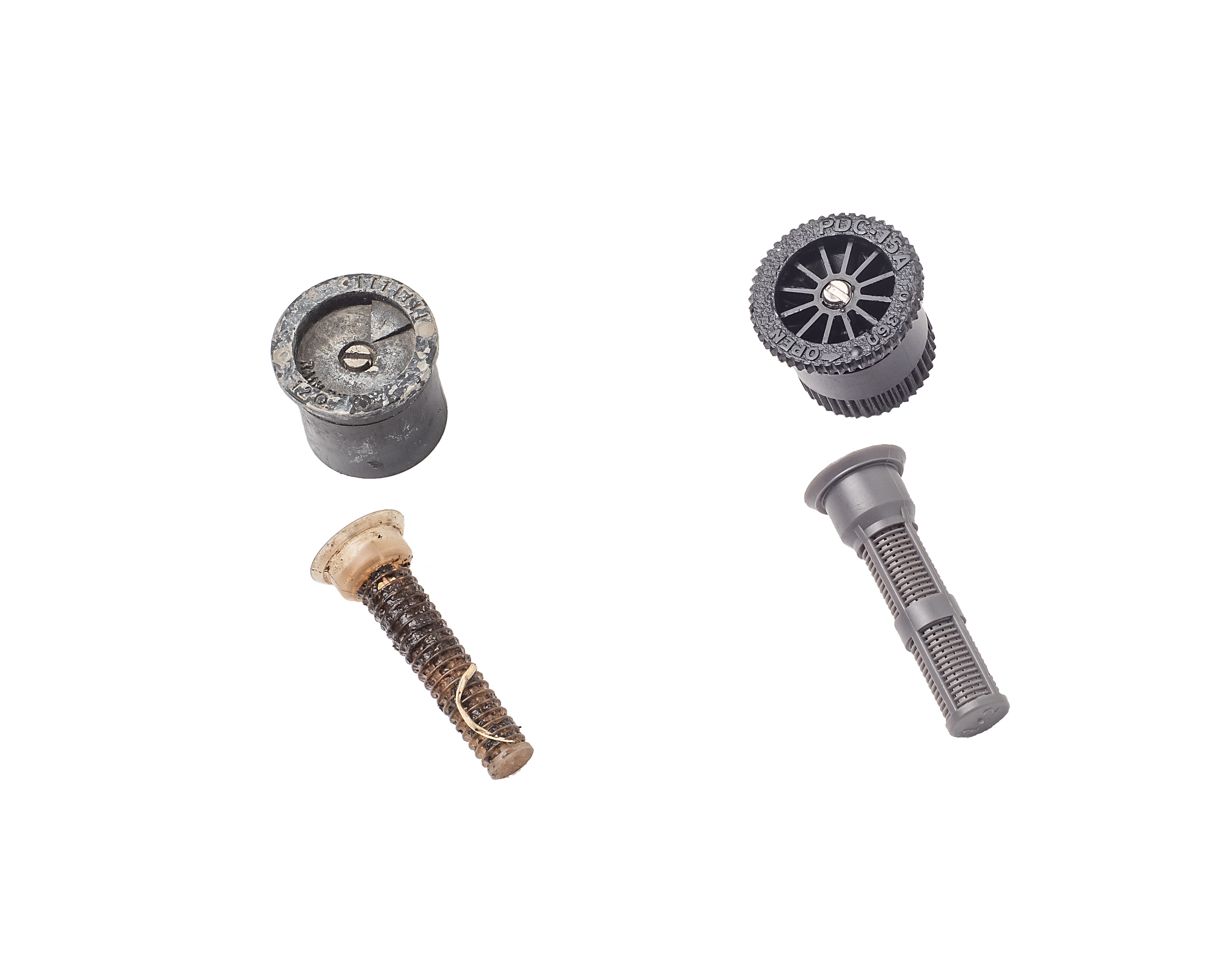 Dirty vs clean sprinkler nozzle and filter comparison